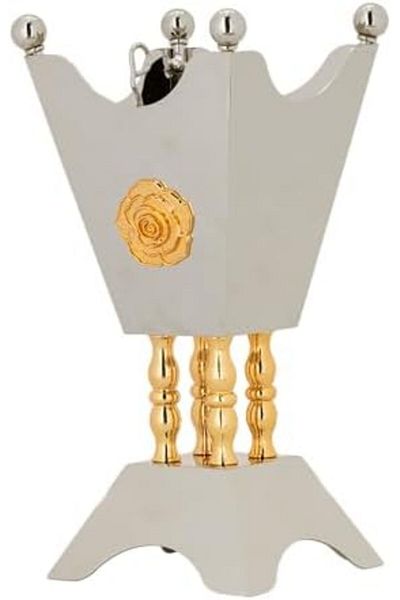 ALSAIF Incense Burner, Made Of Stainless Steel, Nickel/gold