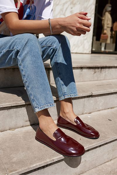 ANGELİNA JONES Rubles Women's Burgundy Patent Leather New Generation Shoes