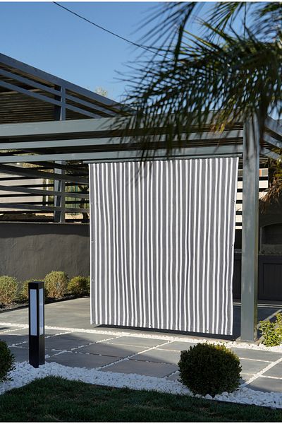 ALTINPAMUK Elite Balcony Curtain Luxury Gray White Enxboy Optional Top Cornice Buttoned Sides and Bottom''With Eyelet''