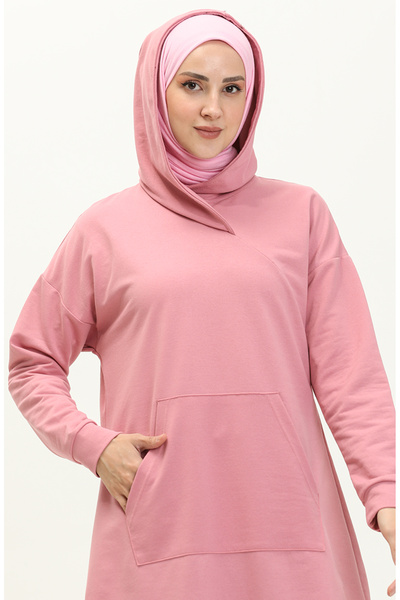 sefamerve Kanguru Cepli Spor Tunik 3032-14 Pembe