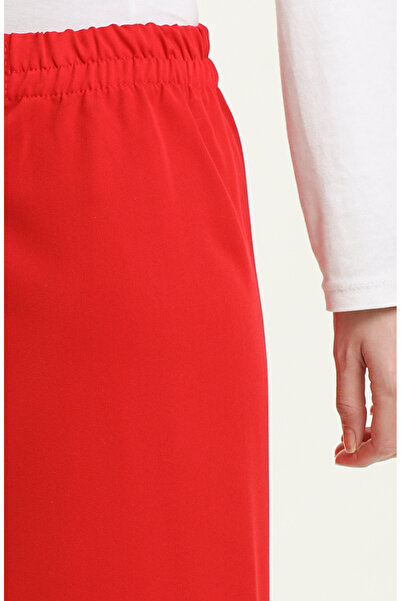 sefamerve Beli Lastikli Bol Paça Pantolon 2951-17 Kırmızı