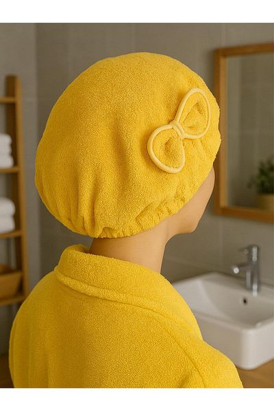 Ender Home Cottonverse șapcă pentru uscare păr – 100% bumbac, cu fundă