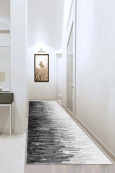 Hülya Home 3152 Model Digital Printed and Washable Non-Slip Based Cutting Carpet - Hallway and Entrance Carpet