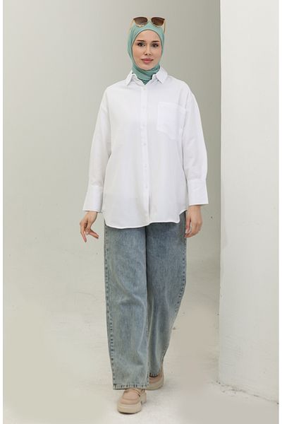 sefamerve White Tunic 4805-02 - With Pockets