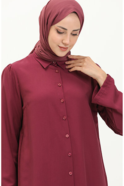 sefamerve Šaty s viskózovými rukávy 5109-04 - Švestka