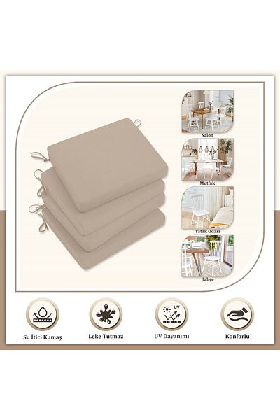 Evim Canvas 2-Piece Powder Liquid Proof Stain Resistant Zippered Lace Chair Cushion 40 X 40 cm