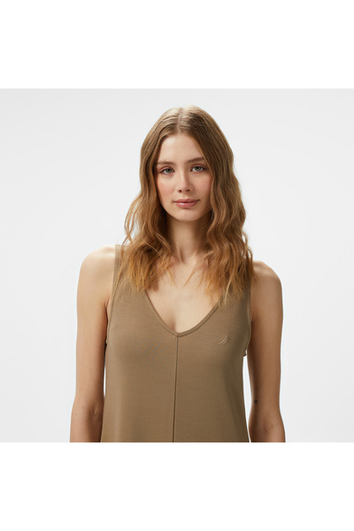 Nautica Kadın Yeşil V Yaka Kolsuz Elbise