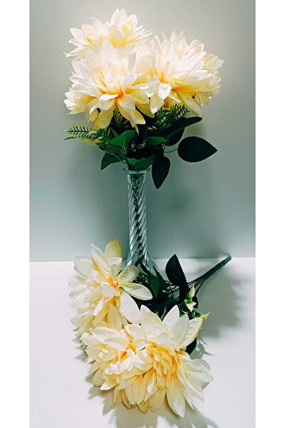 OSO HOME Изкуствени цветя 1 букет Звезда Цвят крем 7 стъбла Плътни листа 45 см