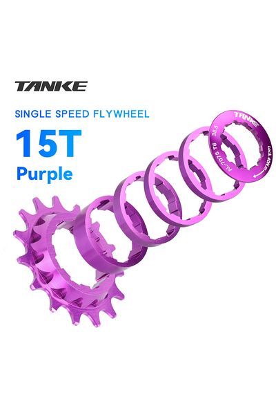 TANKE 15T purple TANKE-Single Speed Flywheel Conversion Kit,18T,HG Cassette Cog,MTB Road Bike Sprocket for