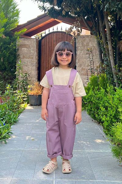 Ceylan Otantik Soft Lilac Duck Linen Salopet Kids Jumpsuit