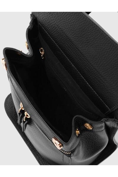 İLVİ Mathis Floter Deri Siyah Kadın Sırt Çantası