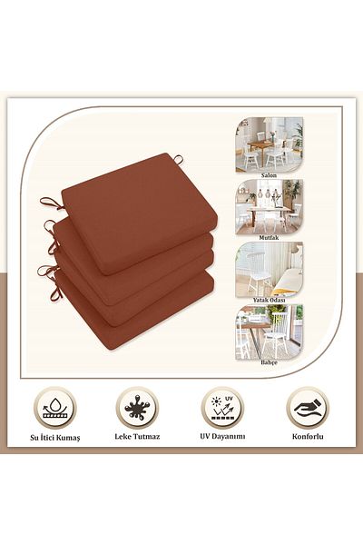 Evim Canvas 4-Piece Tile Liquid-Proof Stain-Proof Zippered Lace-Up Chair Cushion 40 X 40 cm
