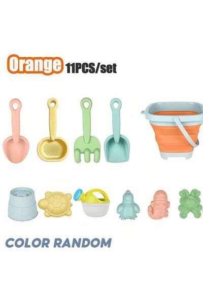 Choice Orange 11Pcs Beach Toys Set Gift Package Sand Toys for Kids Sandbox Toys with Collapsible Bucket Sho