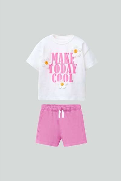 KidsSel New Season Girls Floral Printed Cotton Tshirt and Shorts Bottom Top Set