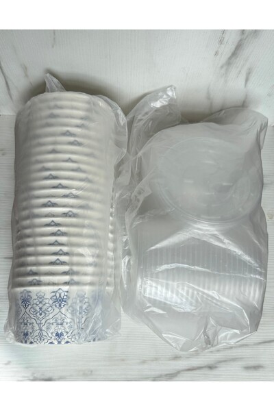 maycup 14 Oz Şeffaf Kapaklı Karton ÇORBA-AŞURE KASESİ 50 Adet Maycup