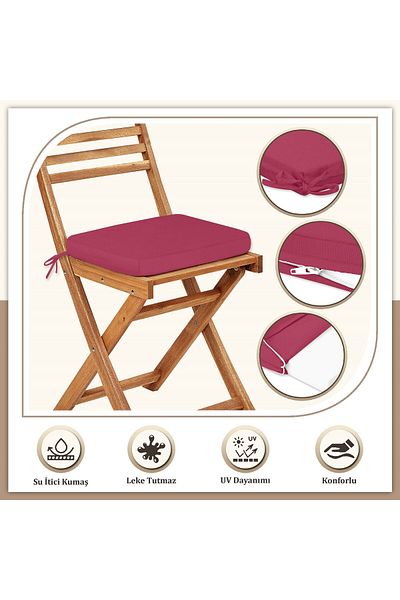 Evim Canvas 4-Piece Fusya Liquid Proof Stain Resistant Zippered Lace Chair Cushion 40 X 40 cm