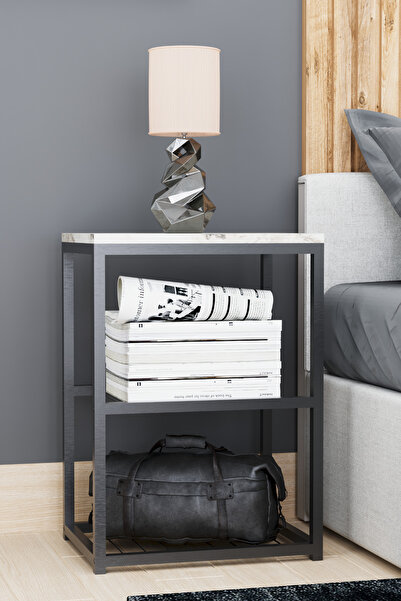 interGO Metal Ayaklı Dekoratif Tel Raflı Komodin