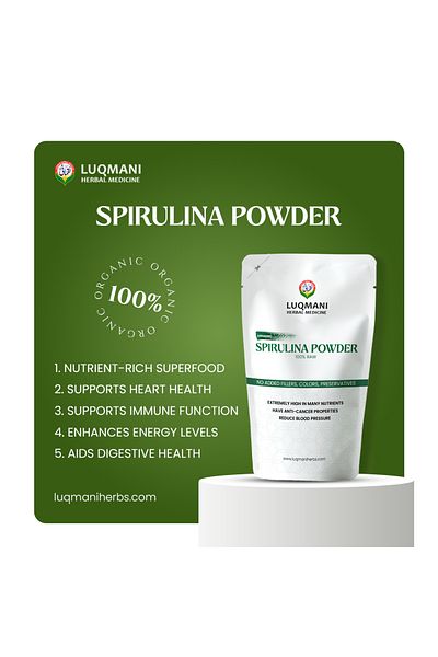 Luqmani herbs Spirulina Powder 100 gram Pack Promotes Healthy Weight Management