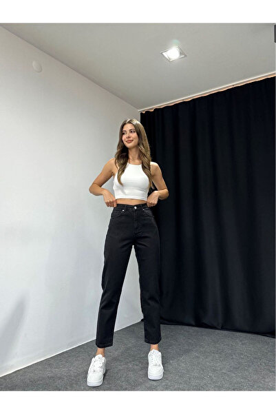 mooishan Katy Black Mom Jeans Ψηλόμεσο Lycra Stretchy Jeans Παντελόνι Νέο