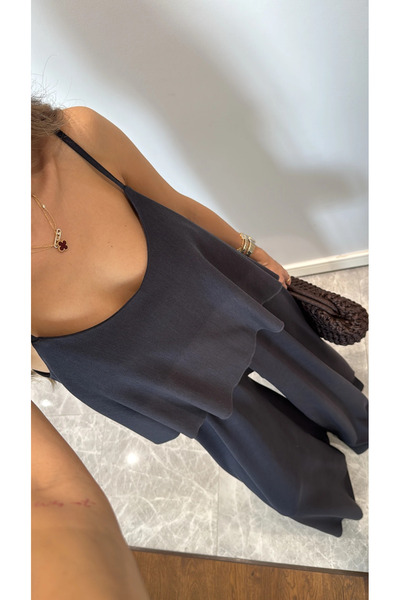 My Blog Smoked Strap Blouse Trousers Set - 51052