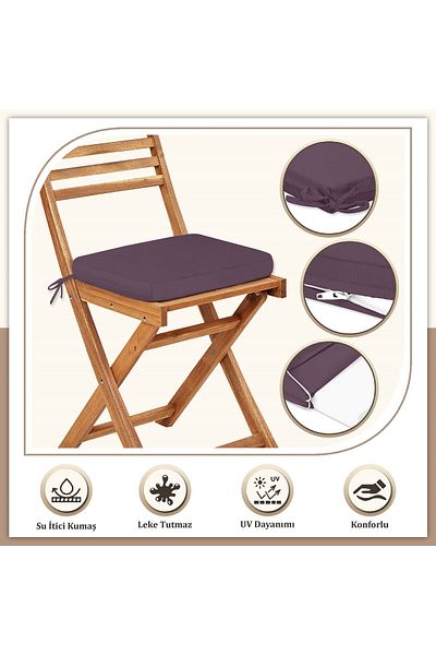 Evim Canvas 6-Piece Purple Liquid-Proof Stain-Proof Zippered Lace-Up Chair Cushion 40 X 40 cm