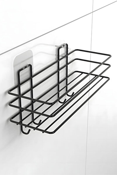 KARTEYA Set of 9 Black Blow Dryer Hanger Towel Holder WC/Toilet Paper Holder Roll Towel Holder Shampoo Holder Bathroom Set