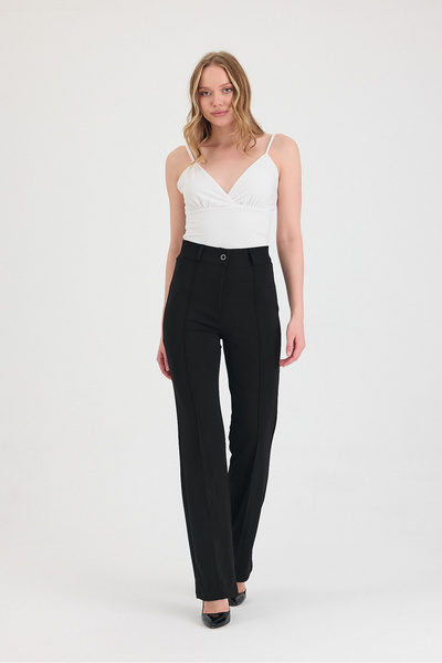 Livik Pantaloni Palazzo largi, largi, super înalți, pentru femei Black Grass