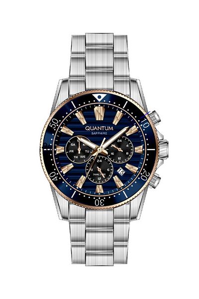 Quantum Pwg1142S.590 Sapphire Glass Steel Cord Steel Case 10 Atm Water Resistant Metallic Color Men's K