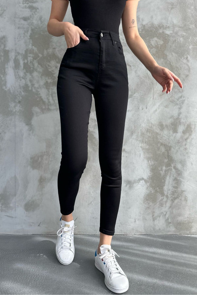 mooishan Jns Pantaloni negri cu talie înaltă, skinny, skinny, blugi, care nu ...