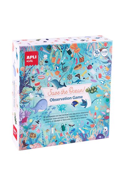Apli Kids Joc educativ si de observatie, Salveaza Oceanul, Apli, cu carduri si stickere reutilizabile, 40x40cm