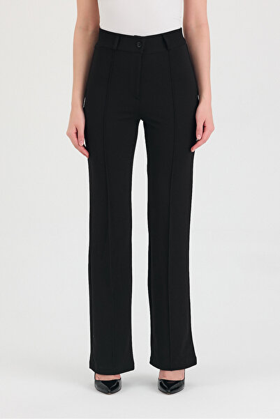 Livik Pantaloni Palazzo largi, largi, super înalți, pentru femei Black Grass