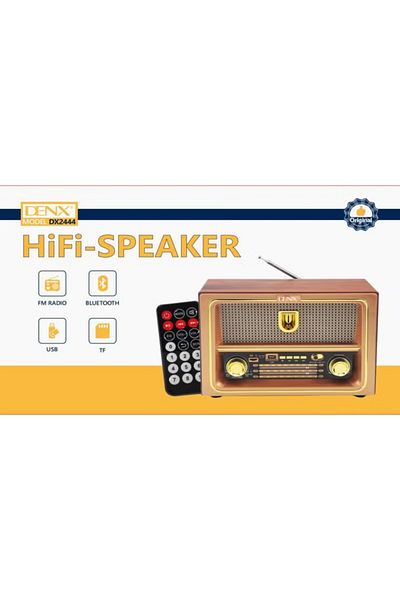 Denx راديو HI-FI قابل لإعادة الشحن مع ريموت تحكم عن بعد، بطارية ذات سعة كبيرة، محمول ، راديو FM بنمط قديم
