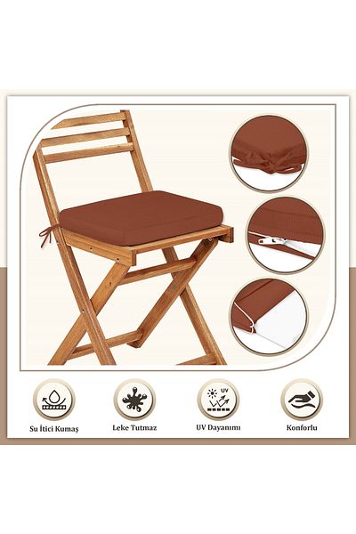 Evim Canvas 4-Piece Tile Liquid-Proof Stain-Proof Zippered Lace-Up Chair Cushion 40 X 40 cm