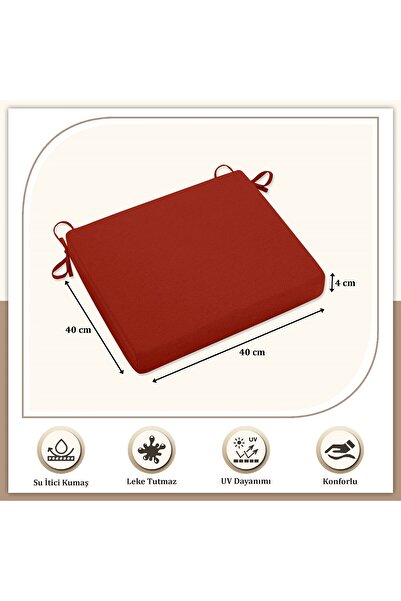 Evim Canvas 6-Piece Red Liquid-Proof Stain-Proof Zippered Lace-Up Chair Cushion 40 X 40 cm