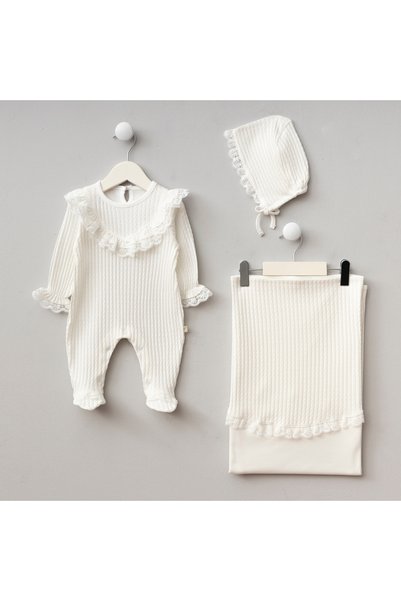 Mert Baby Sophie 3-Piece Organic Hospital Discharge Set 100% Cotton Newborn Baby Girl