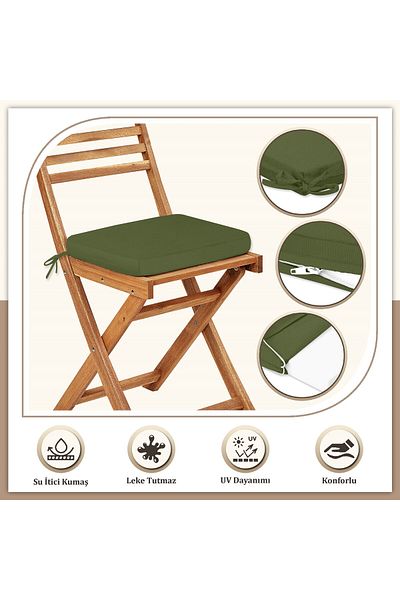 Evim Canvas 6-Piece Dark Khaki Liquid-Proof Stain-Proof Zippered Lace-Up Chair Cushion 40 X 40 cm