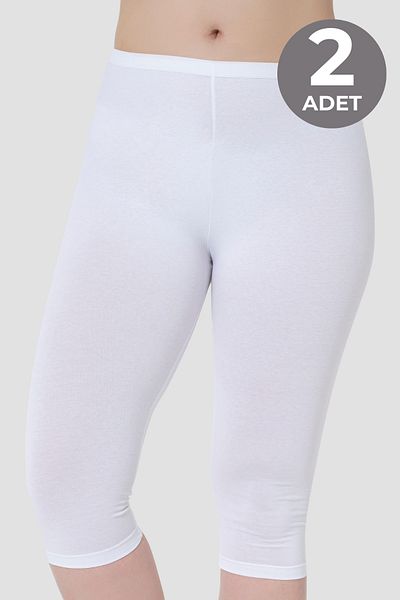 Arma Yıldız Colanți Capri de damă din 2 piese din bumbac alb Lycra