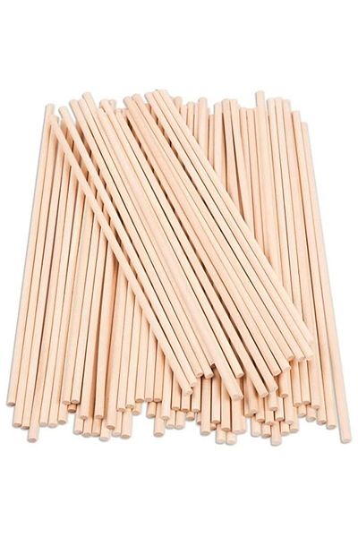 Qunduz 48Pcs 5mm Wooden Cylinder Rods for Handcraft 20cm for Crafts and Projects