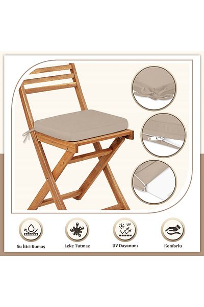 Evim Canvas 2-Piece Powder Liquid Proof Stain Resistant Zippered Lace Chair Cushion 40 X 40 cm