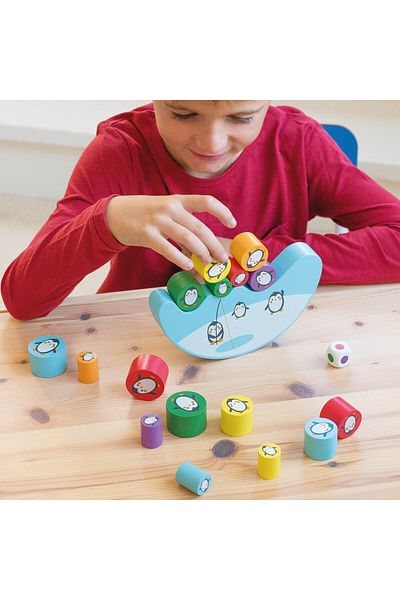 Apli Kids Joc educativ din lemn, animale in balans, 16 piese rotunde lemn multicolore, Apli, +4 ani