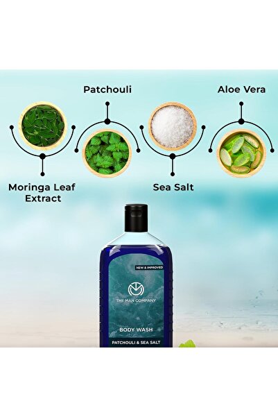 The Man Company غسول الجسم المعطر برائحة الباتشولي وملح البحر للرجال - 200 مل، عبوة من قطعتين | جل استحمام للرجال