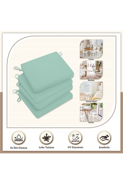 Evim Canvas 6-Piece Mint Liquid-Proof Stain-Proof Zippered Lace-Up Chair Cushion 40 X 40 cm