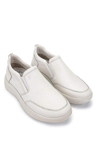 Tamer Tanca Men's Genuine Leather Off-White Casual Shoes
