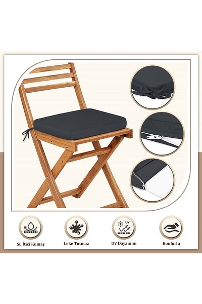 Evim Canvas 6-Piece Navy Blue Liquid-Proof Stain-Proof Zippered Lace-Up Chair Cushion 40 X 40 cm