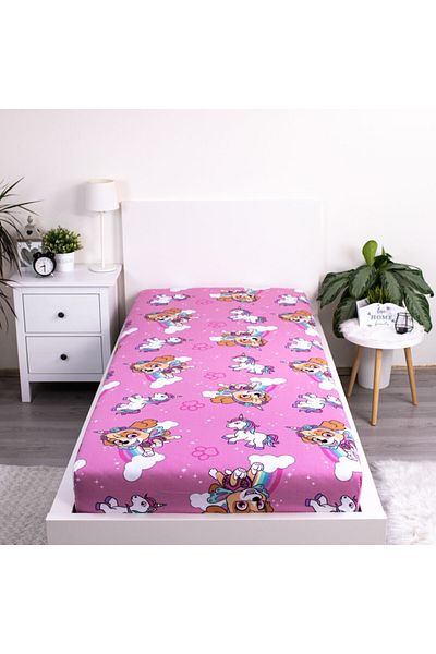 PAW PATROL Cearceaf, cu margini elastice, multicolor, 100% bumbac, 90x200 cm, Paw Patrol