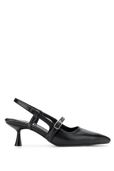 Tamer Tanca Women's Genuine Leather Black Leather Heeled Shoes