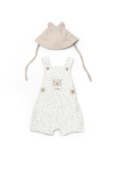 BabyCosy Organic Wear Baby 2-Piece Hat Salopet Set, Muslin, 100% Cotton, Baby and Newborn Series
