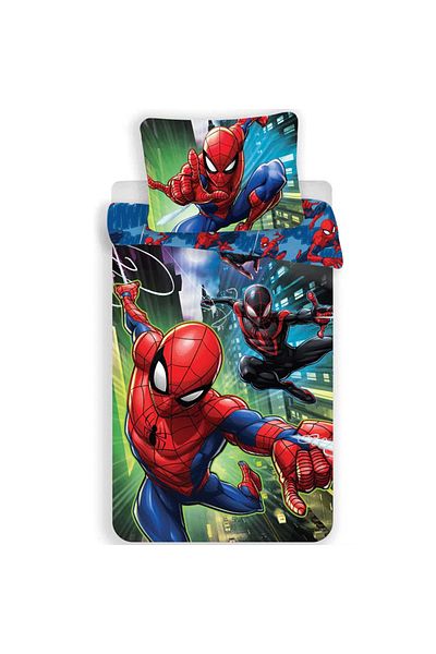 SPIDERMAN Set 2 piese lenjerie de pat, Husa pilota, 140x200 cm, husa perna, 70x90 cm, Multicolor, Spiderman