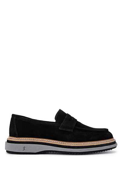 Tamer Tanca Men's Genuine Leather Black Suede Loafer Shoes