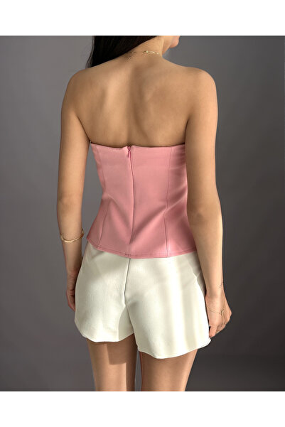 Caddebostan Moda Γυναικεία μπλούζα από κρεπ με λεπτομέρεια με αγκράφα στη μέση